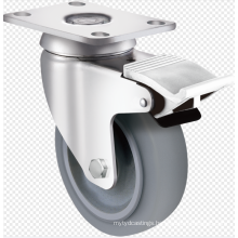 High Quality Medium Duty 3'' 4'' 5'' Swivel Plate Grey Thermoplastic Rubber Casters Wheel With Brake
